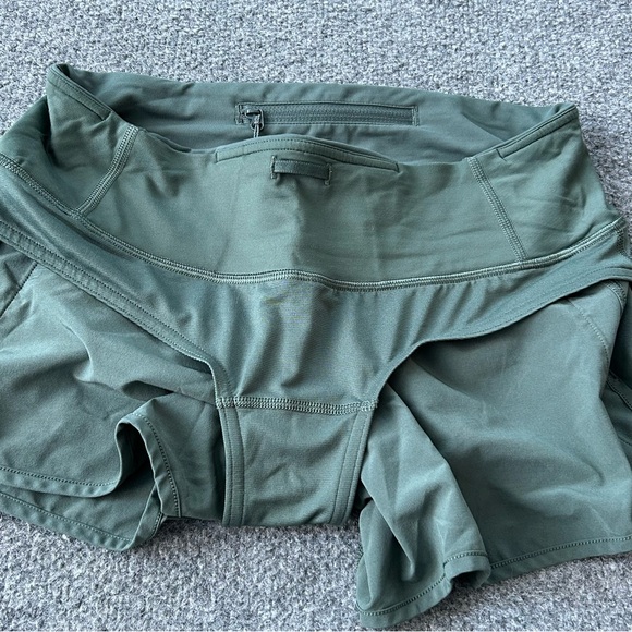Lululemon Speed Up Shorts Womens 4 Green Lined Running Athletic Zip Pocket - Picture 13 of 14
